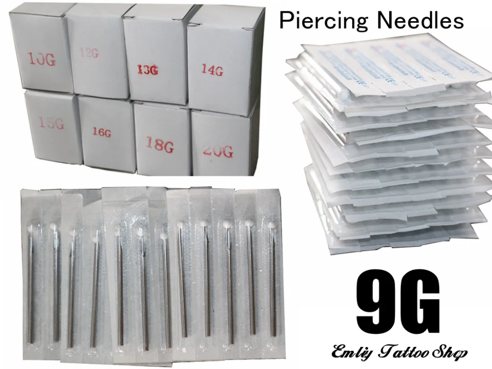 100PC 9G Piercing Needles 9G Sterile Disposable Body Piercing Needles