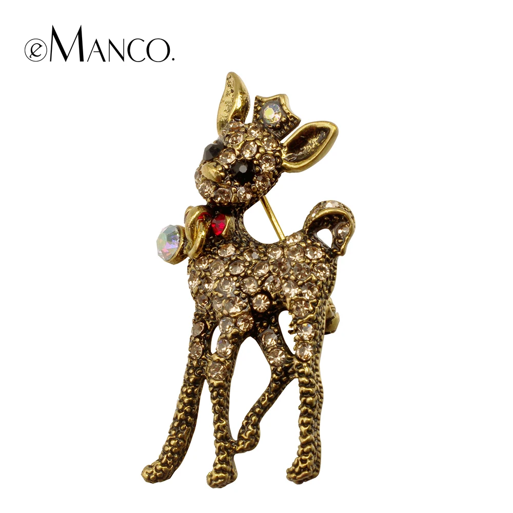 

exquisite rhinestone gold Christmas Elk brooches eManco New High Quality bijoux Creative Christmas gift BR02739
