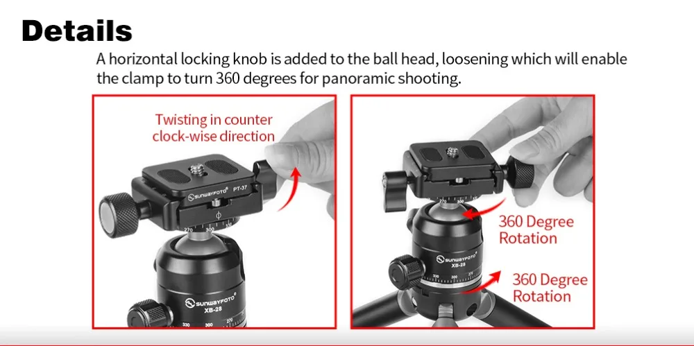 SUNWAYFOTO XB-28II мини Двойные панорамные Шаровые Головки с низким гравитационным центром и высокой прочности блокировки XB28II XB-28 II