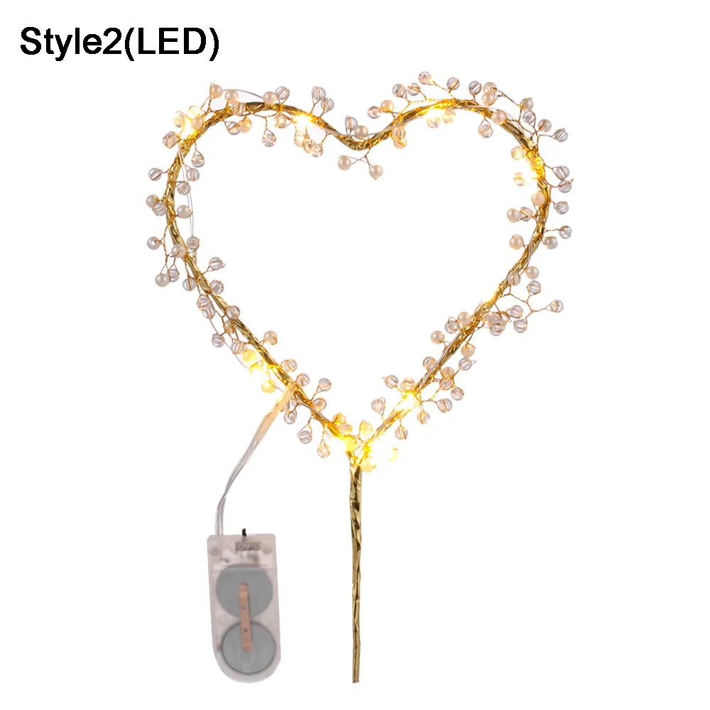 Style2(LED) Светодиодный перламутровый торт в форме сердца, украшения для торта, вечерние украшения для торта - Цвет: Style2(LED)