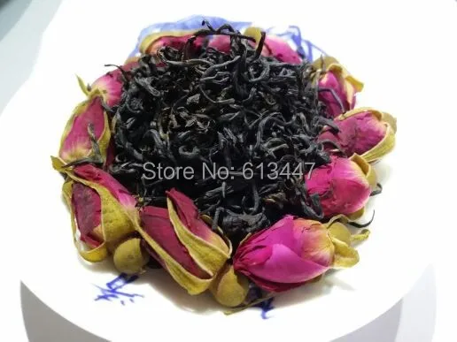 50G black tea with Rose Flower keemum dried rose qihong Secret Gift+Free shipping |