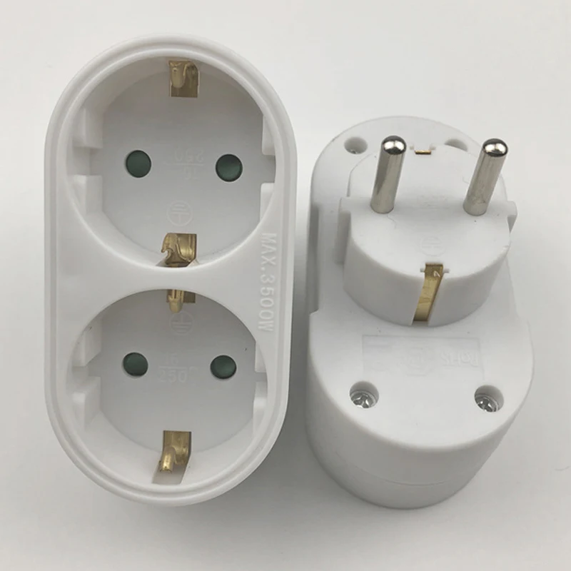 16A/250V Multiple Plug 2/3 Socket Power Strip Socket Distribution Adapter German Standard Multiple Conversion Plug Outlet