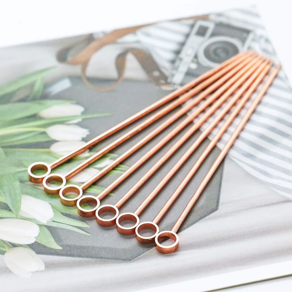 10PCS Stainless Steel Cocktail Picks Sticks Fruit Sticks Drink Stirring Martini Picks Circle/Ball/Hat Shape
