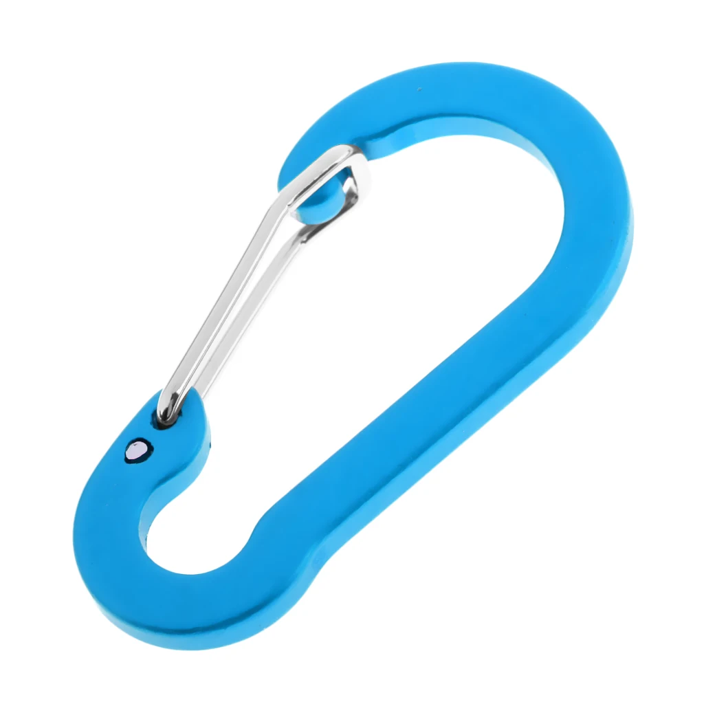 6 Pieces Aluminum D-Ring Carabiner Clip Spring Snap Hook Keychain