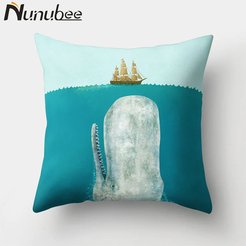 Nunubee подводный мир полиэстер чехлы Дельфин печатных Home Decor наволочки осьминог диванную подушку случай 45X45 см