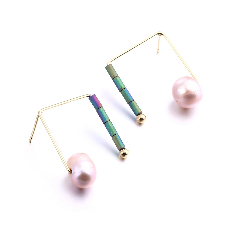

Match-Right Women Vintage Geometric Immitation Pearl Stud Statement Earrings Jewelry for Women Bohemia Earrings YC012