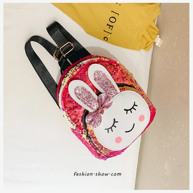 Милый детский рюкзак с кроликом, яркий блеск, блестка, сумка для девочек, сумка на плечи, женский рюкзак для детского сада, подростковые школьные сумки - Цвет: Candy