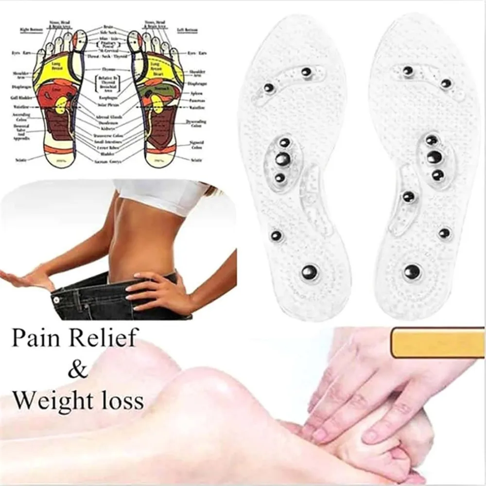 New Men and Women Magnetic Therapy Foot Weight Loss patch Insole Transparent Silicone Anti-fatigue acupuncture Massage Slimming