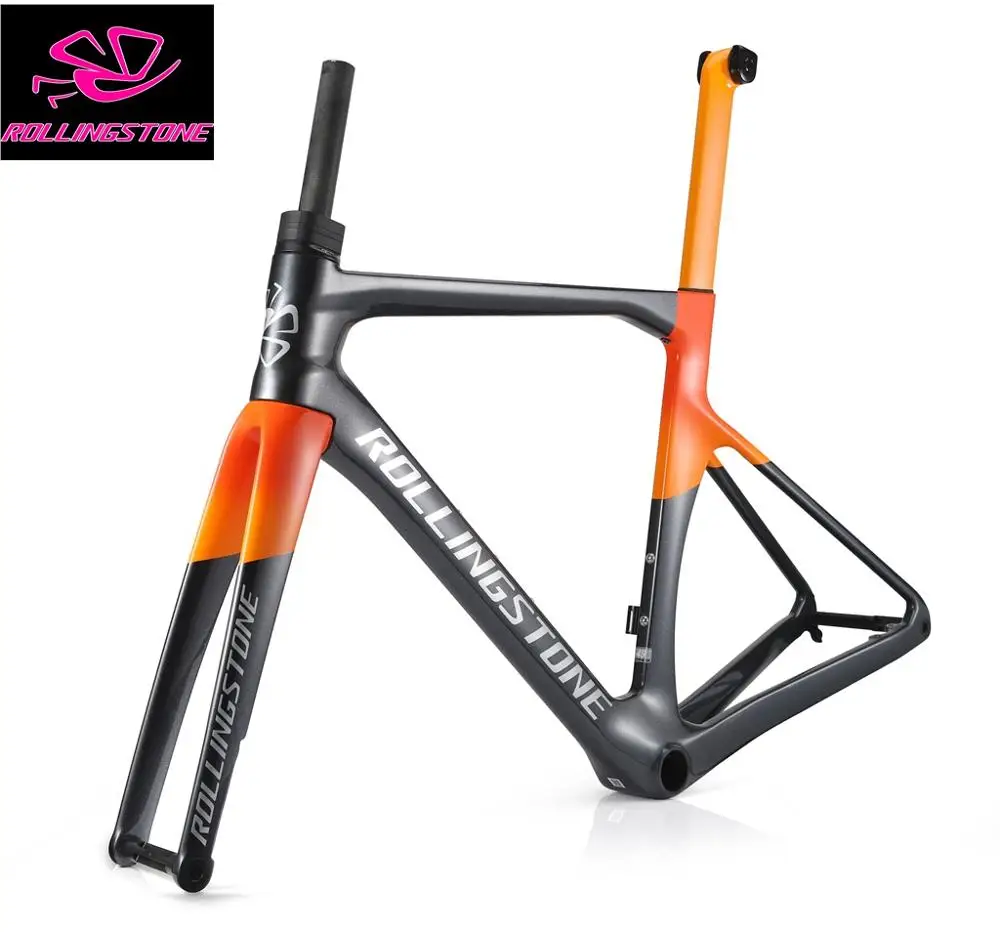 Best Rolling Stone Hider Carbon Disc Brake Road Frame set full internal routing with aero integrated bar 46 49 52 55cm 4 Best Rolling Stone Hider Carbon Disc Brake Road Frame set full internal routing with aero integrated bar 46 49 52 55cm 4