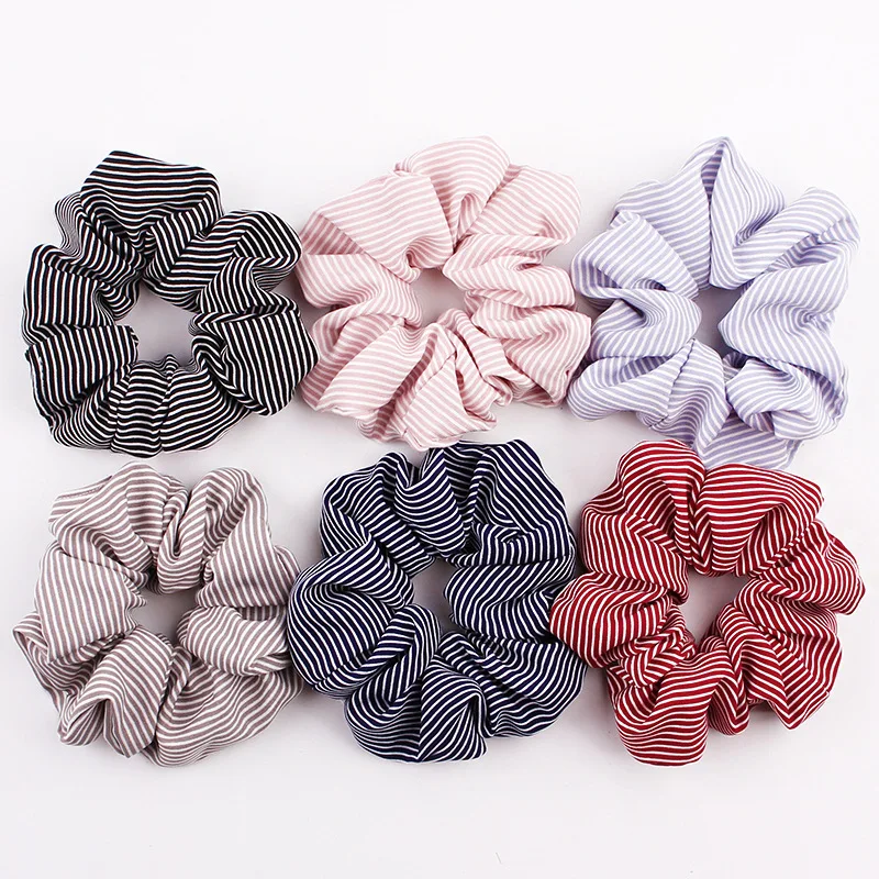 Cute Classic Scrunchie Stretch Headband Dot Plaid Scrunchies Women Elastic Hair Band Girls Hair Ties Striped Hair Accessories hair clips for fine hair