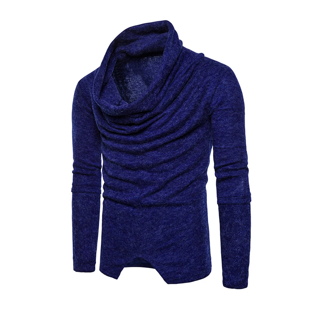 2018 Autumn Pullover Slim Fit Thin Mens Knitted Sweaters Male Heap Collar Design Solid Color Brand Clothing Homme Tops 2018 Autumn Pullover Slim Fit Thin Mens Knitted Sweaters Male Heap Collar Design Solid Color Brand Clothing Homme Tops