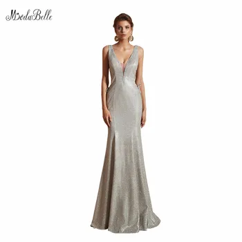 

modabelle Bling Bling 2019 Silver Formal Evening Dress Vestido Largo V-neck Women DressesEvening Party Meerjungfrau Kleid