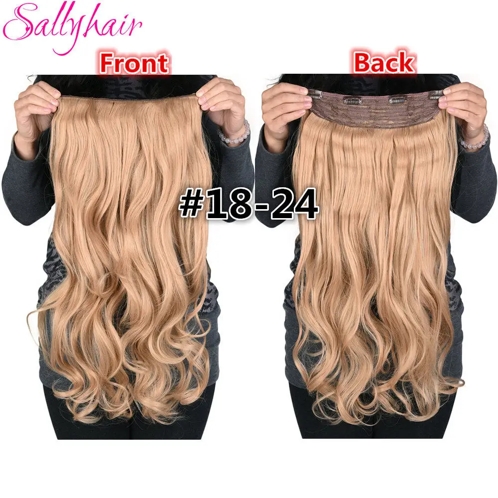 Sallyhair 190g 24inch Clip in One Hairpiece Synthetic Hair Extensions 4 Clips in Long Wavy Hair Piece 18 colors Available Grey