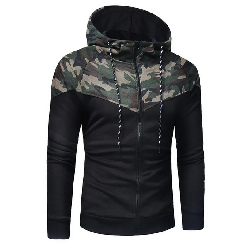 SHUJIN New Camouflage Printed Men Set Causal Patchwork Jacket Men 2Pcs Tracksuit Sportswear Hoodies Sweatshirt Pants Jogger Suit