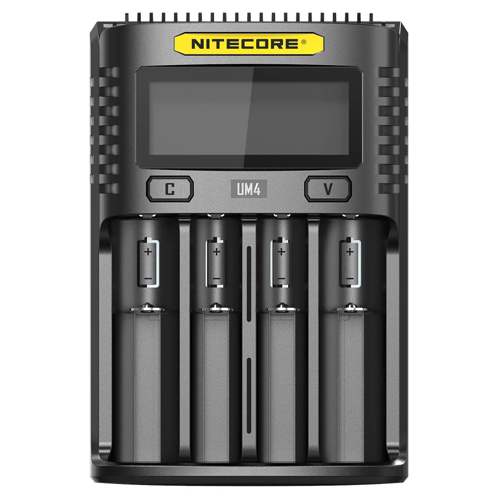 NITECORE UM4 интеллектуальное USB lcd зарядное устройство Li-Ion IMR LiFePO4 18650 14500 26650 автоматическое Универсальное зарядное устройство s