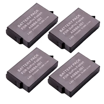 

4pcs bateria 2720mAh 3.85V Batteries Batterie and Gopro ASBBA-001 Battery for Gopro Fusion 360-Degree Sports Action Camera