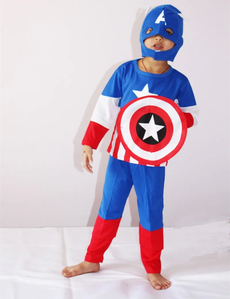 Капитан америка костюм,תחפושת של קפטן אמריקה, Хеллоуин костюм для детей, 3- 7 лет мальчик ну вечеринку косплей одежды, Детей длинным рукавом комплект одежды