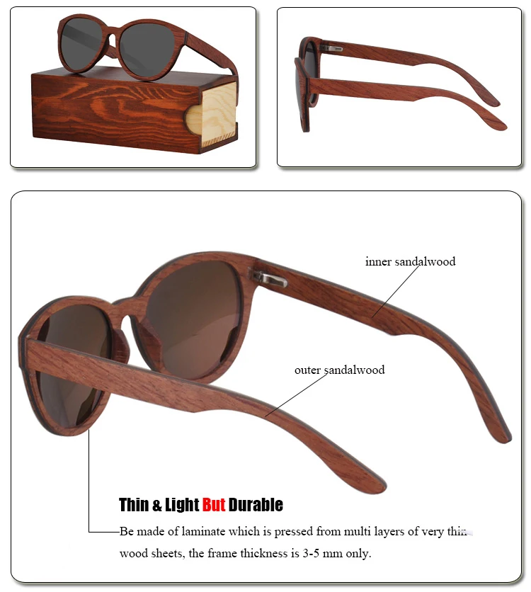 Anti-broken red pear wood Cat eye Women Polarized Wooden Sunglasses (7)