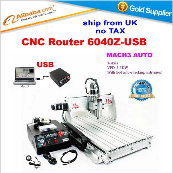 

Free shipping from UK,No Tax!cnc router 6040 Z-USB port,Mach3 auto speed control 1.5KW water cooled jewelry engraving machine