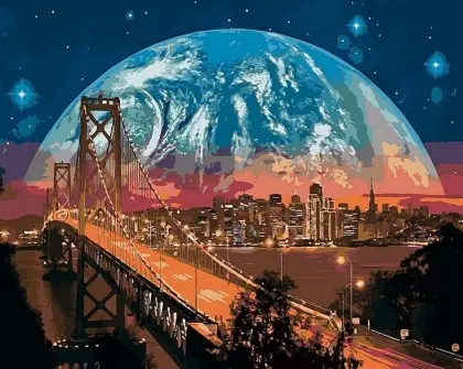 Cioioil-X412 moon over san francisco масляная краска по номерам картина декоративная Акриловая