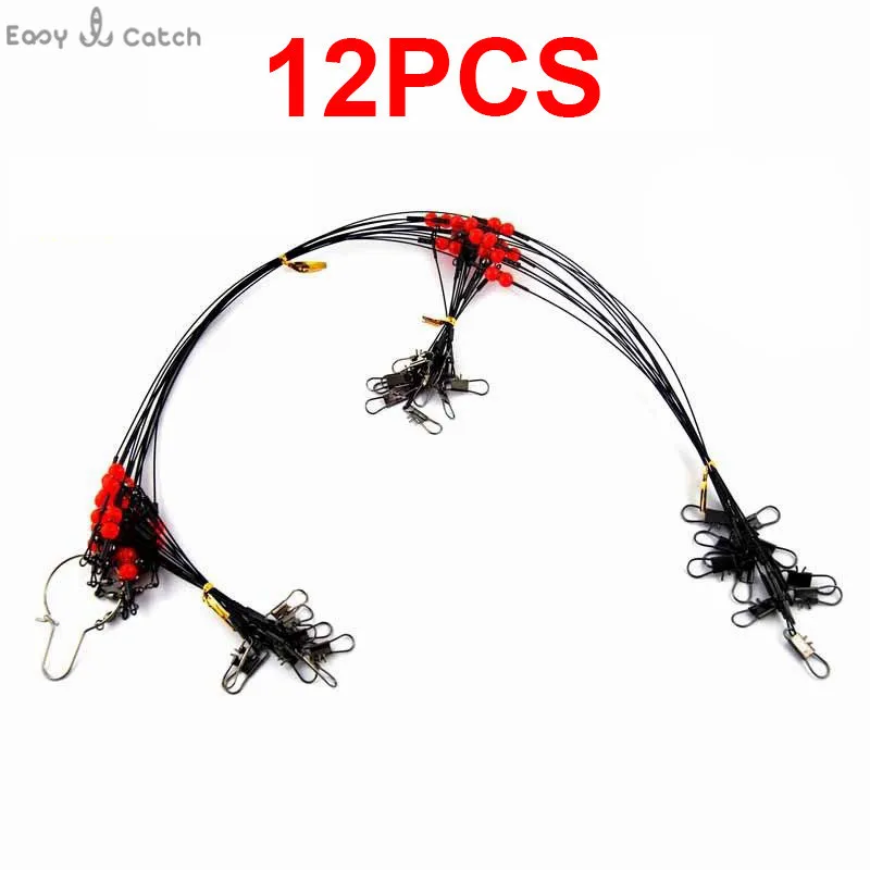 Buy 12pcs 55cm Black Fishing Wire Leaders Stainless