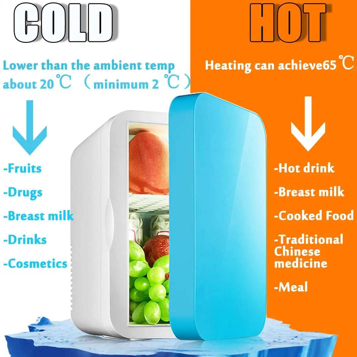 Портативный 6L мини-автомобиль/домашний холодильник 2~ 65 градусов холодный нагрев холодильник автомобиль теплый плед контроль температуры холодильник