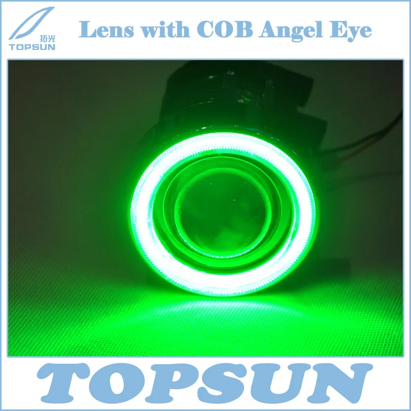 

Fog Lamp Kit Projector Lens with H3 55W Halogen Bulbs and COB Angel Eyes Green