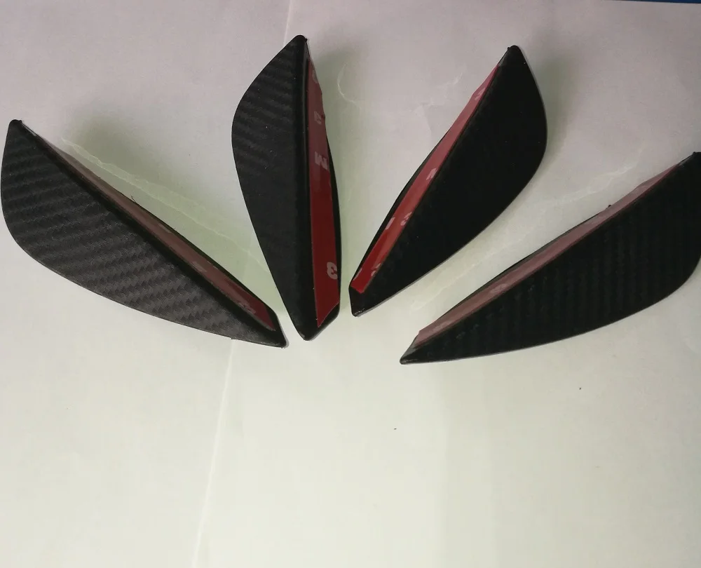 4pcs ABS Carbon Fiber Style Car Front Bumper Fins Lip Canards Splitter Trim Kit