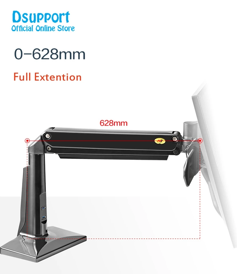NB F27 Full Motion 22-27 дюймов двойной экран монитор держатель Длинная рука Настольный двойной монитор крепление поддержка с USB3.0