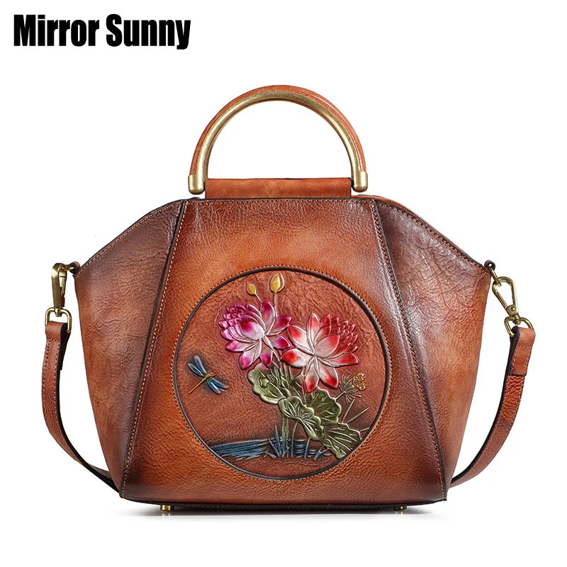 

New Vintage Top Layer Cowhide Genuine Leather Shell Bag Women Single Shoulder Handbag Oblique Bags Casual Lady Bag Euro-American