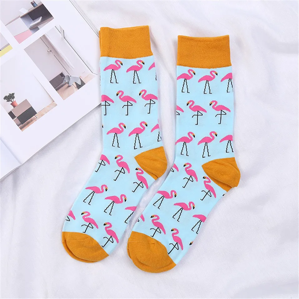 Harajuku для женщин забавные набор носков с принтом животные Фламинго милые носки Птица хлопок Короткие Anke носки для девочек носки для