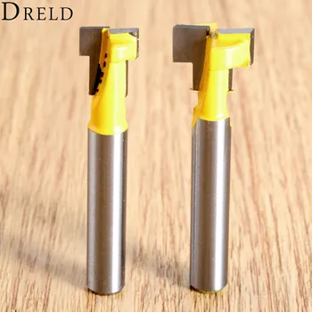 

DRELD 2pcs Woodworking Tool 3/8" & 1/2" T-Slot Router Bits 1/4 Inch Shank Carbide Alloy Milling Cutter DIY Wood Working Tools