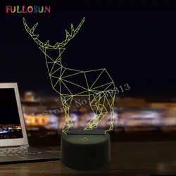 FULLOSUN светодиодный 3D Light Touch лампы животных Олень ночника USB или 3 * AAA Батарея Мощность свет для постели декор