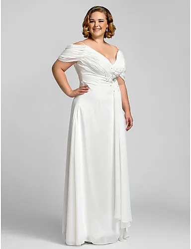 2016 Summer Plus Size Sheath Beach Greek Wedding Dresses Empire