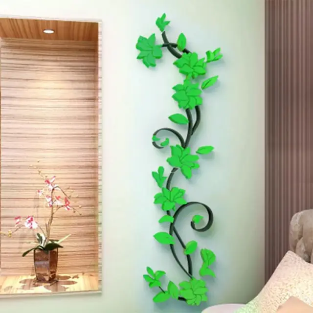 3d diy removable art vinyl wall stickers vase flower tree decal