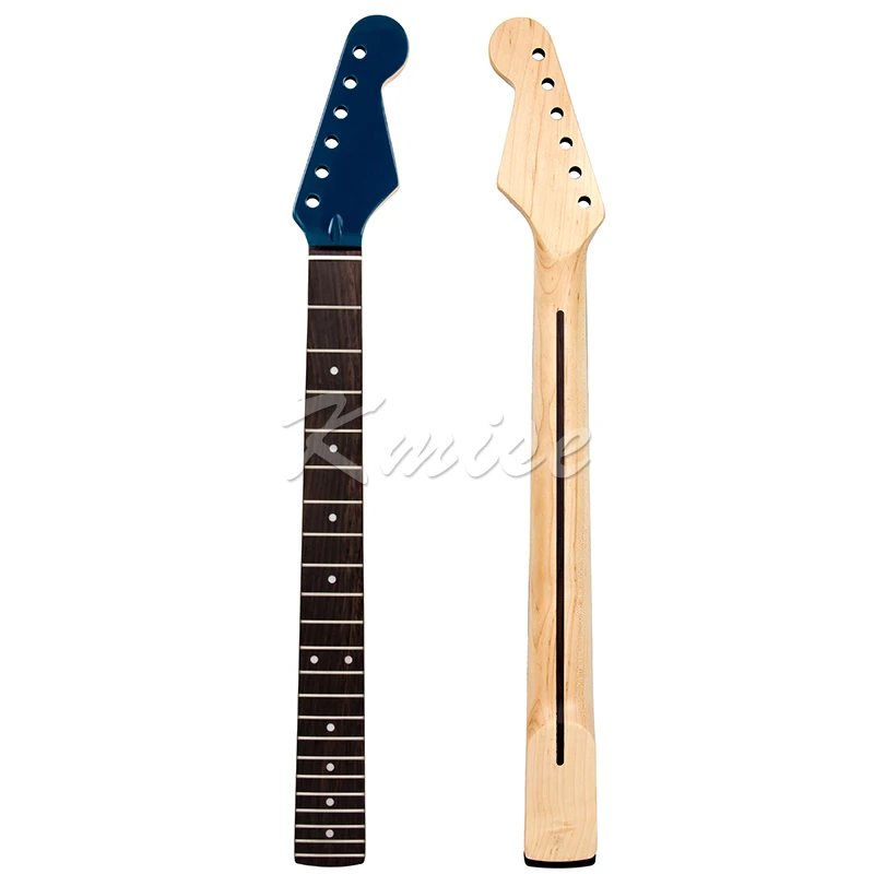 

Electric Guitar Neck for Parts Replacement Canada Maple 22 Frets Rosewood Fretboard Clear Satin with Gloss Blue Head Bolt On