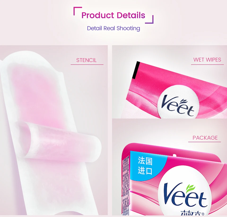 Veet эпиляция воск бумага холодные восковые полоски ягодный аромат нет необходимости нагреваться для нормальной кожи для рук и ног 6/12 штук