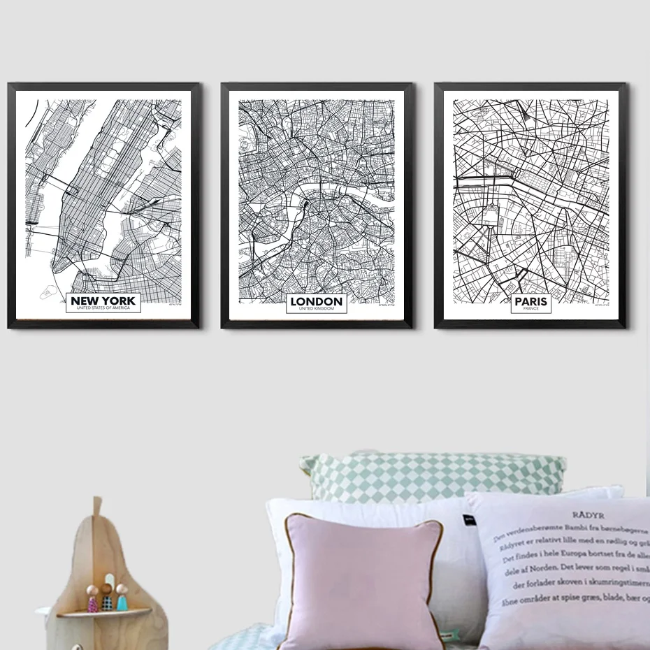Framed Maps Wall Art London Paris New York City Map Wall Art Paint Wall Decor Canvas Prints Canvas  Art Poster Oil Paintings For Living Room No Frame|Painting & Calligraphy| -  Aliexpress