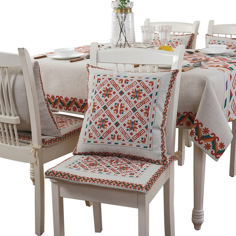 جديد الرجعية منقوشة نمط قماش طاولة كتان لتناول العشاء الشاي نهاية ديكور المنزل الغبار غطاء الطاولة متعددة الألوان سماط رف