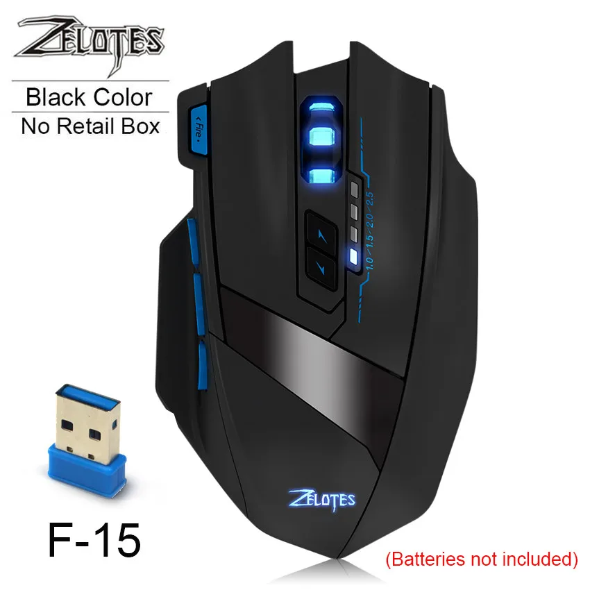 Zelotes F-15, Двухрежимная игровая мышь, 2500 dpi, регулируемая Проводная/Беспроводная компьютерная офисная мышь, складная дорожная мышь для ноутбука, бесшумная мышь - Цвет: Black No Retail Box