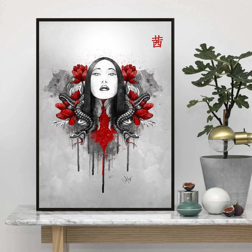 Японская Настенная картина Bushido Sakura Samurai Ukiyoe аниме настенное украшение холст