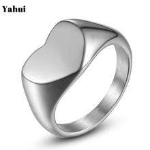 YaHui, серебряное женское кольцо в форме сердца из нержавеющей стали, модное Ювелирное кольцо из нержавеющей стали, серебряное кольцо для девочек