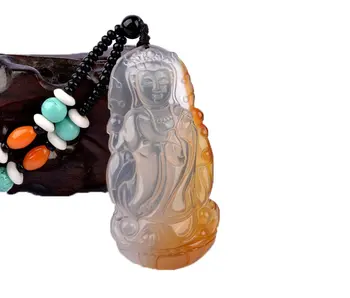 

Koraba Fine Jewelry Pure Natural Agate Stone Handmade Carved Guanyin Bodhisattva Pendants Women Men 'Amulet Free Shipping