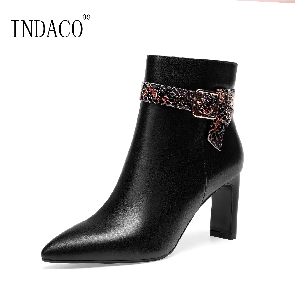 

Boots Women Black Leather Fashion Women Shoes Winter Boots Women High Heel Ankle Boots for Women Zapatos De Mujer