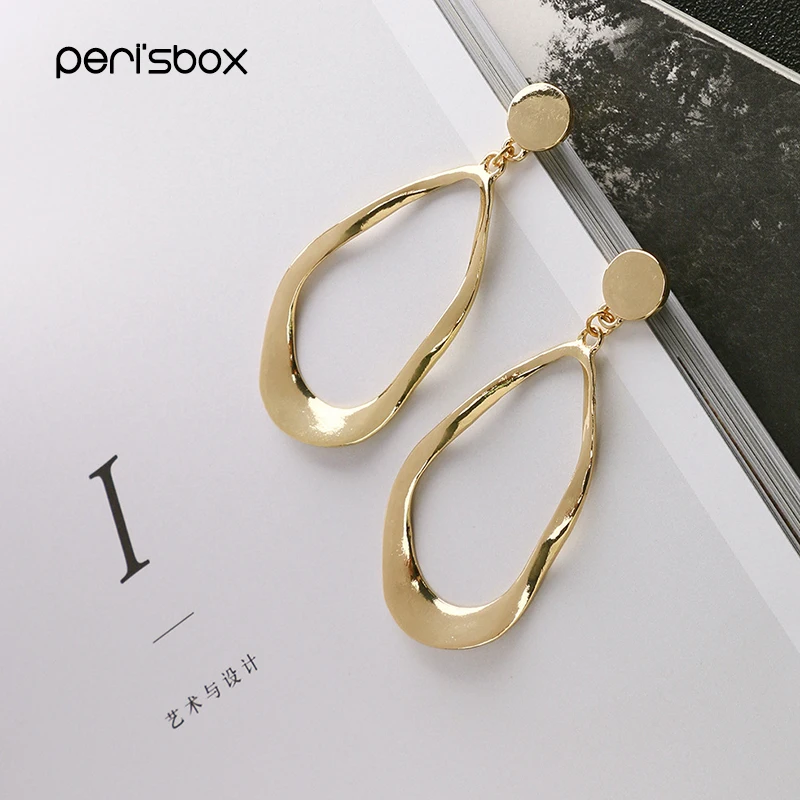 Женские большие кольца Peri'sBox золотистые массивные серьги из металла