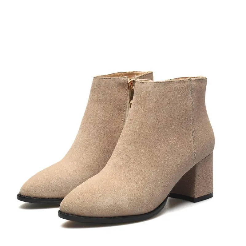Beige Haute 3343 Grande Printemps Mode Femmes Daim noir Hauts Taille Green Cheville Smeeroon army 2018 Qualité En Automne De Cuir Talons Bottes WE9IH2YD