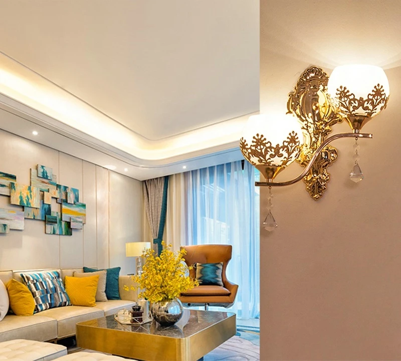 Lâmpada de Parede Decoração para Casa Luz da Parede Moderna Estilo Europeu Ouro Quarto Lâmpadas Leitura Corredor Escadas Luz Luminária Led 16 Cheap Luminárias de parede