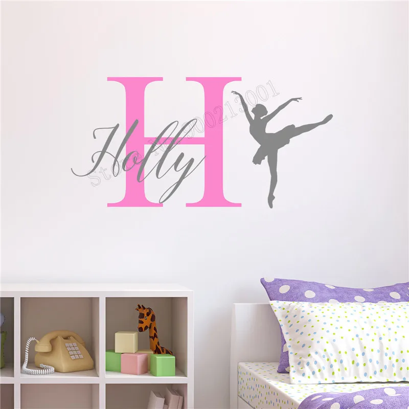 

Wall Decoration Personalized Room Girls BedRoom Sticker Vinyl Art Removeable Poster Dancer Decal Letter Design Nursery LY363