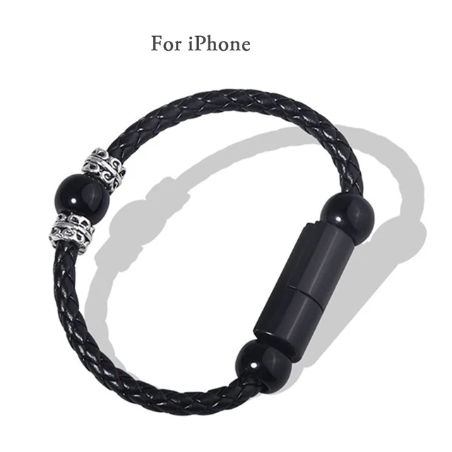 USB Charging Bracelet Charger Smart Jewelry Bead Wristband Fast Data