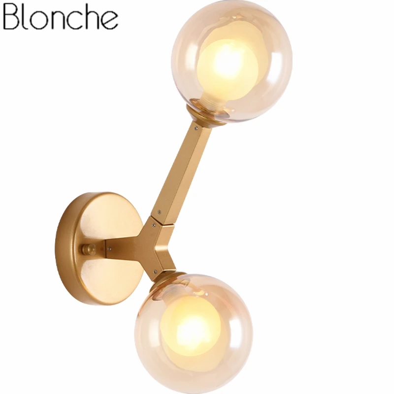  Modern Glass Wall Lamps Gold Wall Sconce Light Fixtures for Living Room Bedroom Bedside Lamp Home L - 32962113209